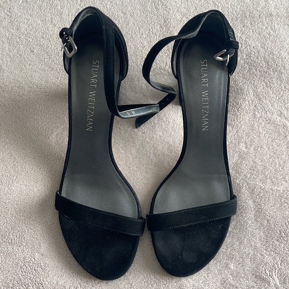 STUART WEITZMAN // NearlyNude black suede sandals ( 8 ) - Picture 2 of 5
